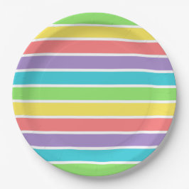 Retro Be Happy Face Pickleball Rainbow Birthday Pappteller