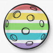 Retro Be Happy Face Pickleball Rainbow Birthday Pappteller (Vorderseite)