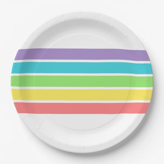 Retro Be Happy Face Pickleball Rainbow Birthday Pappteller (Vorderseite)
