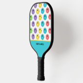 Retro Be Happy Face Pickleball Rainbow Birthday Pickleball Schläger (Links)