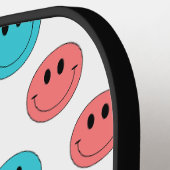 Retro Be Happy Face Pickleball Rainbow Birthday Pickleball Schläger (Linke Seite)