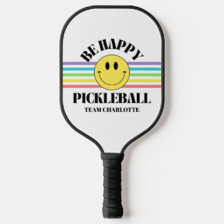 Retro Be Happy Face Pickleball Regenbogen Pickleball Schläger