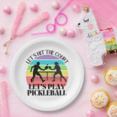 Retro Be Happy Pickleball Rainbow Birthday Pappteller (Party)