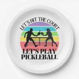Retro Be Happy Pickleball Rainbow Birthday Pappteller