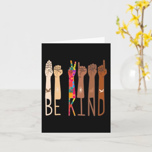 Retro be Kind Hand Sign Language ASL Puzzle Autism Karte (Gelbe Blume)