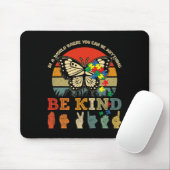 Retro Be Kind Puzzle Butterfly ASL Lehrer Autismus Mousepad (Mit Mouse)