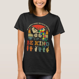 Retro Be Kind Puzzle Butterfly ASL Lehrer Autismus T-Shirt
