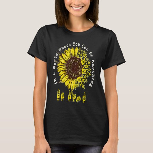 Retro Be Kind Sunflower Peace Hand Sign Mental Hea T-Shirt (Vorderseite)
