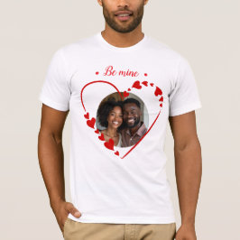 Retro Be Mine Schrift & Skizzen-Herz Foto T-Shirt