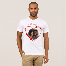 Retro Be Mine Schrift & Skizzen-Herz Foto  T-Shirt
