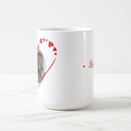 Retro Be Mine Script & Sketch Heart Photo  Kaffeetasse (Mittel)