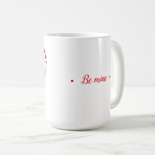 Retro Be Mine Script & Sketch Heart Photo  Kaffeetasse (VorderseiteRechts)