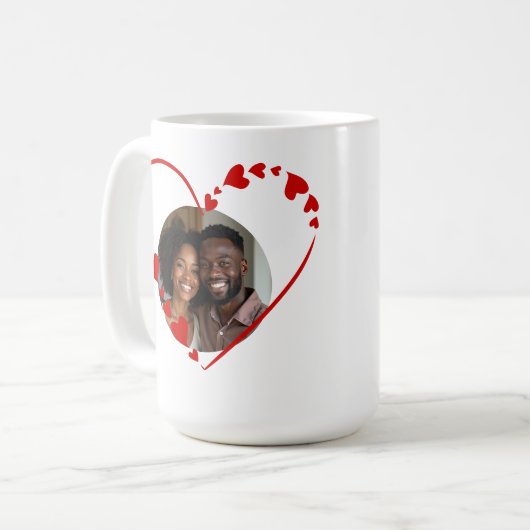 Retro Be Mine Script & Sketch Heart Photo  Kaffeetasse (Vorderseite Links)