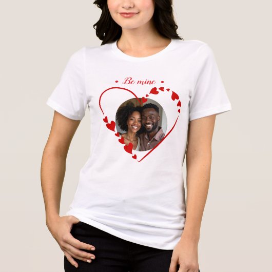 Retro Be Mine Script & Sketch Heart Photo  Tri-Blend Shirt (Vorderseite)