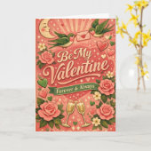Retro Be My Valentine Custom Karte (Gelbe Blume)