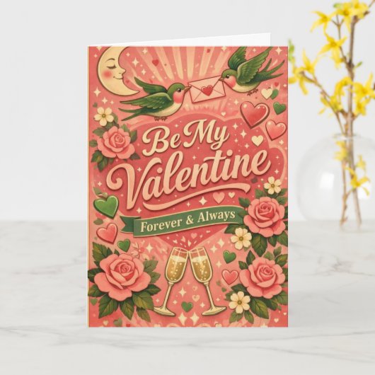 Retro Be My Valentine Custom Karte (Gelbe Blume)