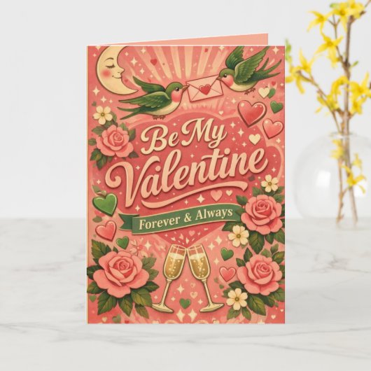 Retro Be My Valentine Custom Karte (Gelbe Blume)