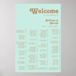 Retro Beach | Aqua Alphabetisches Plakat