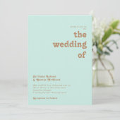 Retro Beach | Aqua die Hochzeit der Einladung (Stehend Vorderseite)