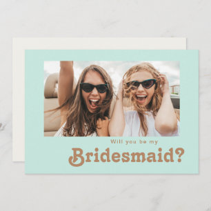 Retro Beach Aqua Foto Bridesmaid Vorschlagskarte Einladung