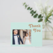 Retro Beach | Aqua Foto Wedding Danke Postkarte (Stehend Vorderseite)