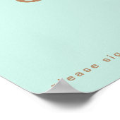 Retro Beach | Aqua Guest Book Sign Poster (Ecke)