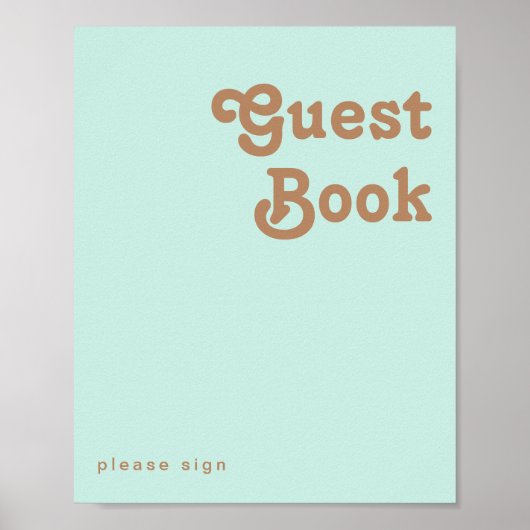 Retro Beach | Aqua Guest Book Sign Poster (Vorne)