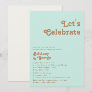 Retro Beach   Aqua Let's Celebrate Invitation Einladung