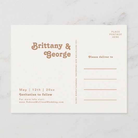 Retro Beach | Aqua Save the Date Postcard Einladungspostkarte (Rückseite)