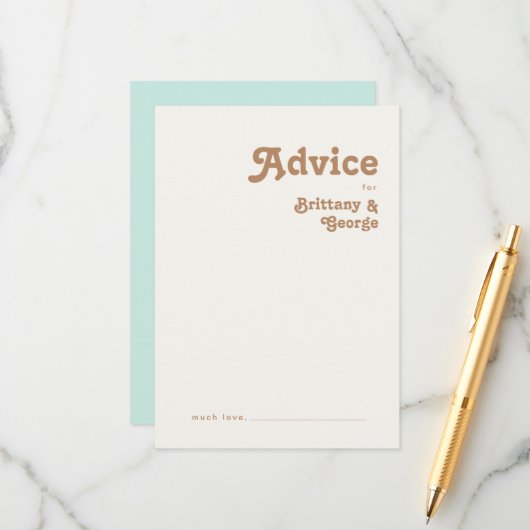 Retro Beach | Aqua Wedding Advice Card Hinweiskarte (Vorderseite/Rückseite Beispiel)
