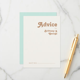 Retro Beach   Aqua Wedding Advice Card Hinweiskarte