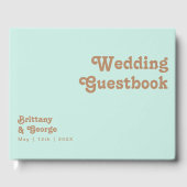 Retro Beach | Aqua Wedding Guestbook Gästebuch (Vorderseite)