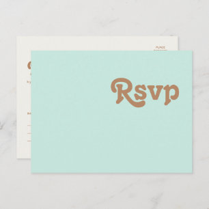 Retro Beach   Aqua Wedding RSVP Postcard Postkarte
