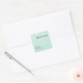 Retro Beach | Aqua Wedding Welcome Square Sticker (Umschlag)