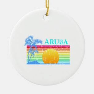 Retro Beach Aruba Sonnenuntergang Keramik Ornament