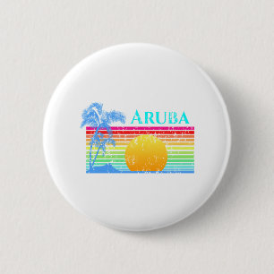 Retro Beach Aruba Sunset Button
