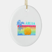 Retro Beach Aruba Sunset Keramik Ornament (Rechts)