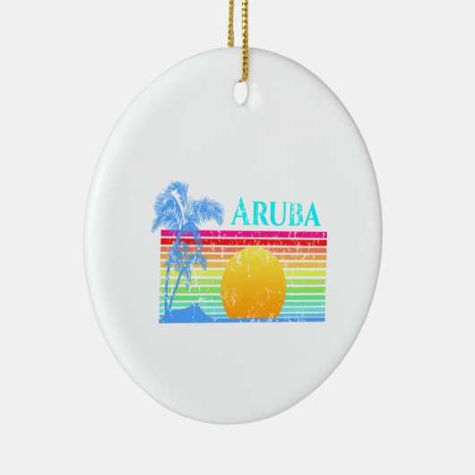 Retro Beach Aruba Sunset Keramik Ornament (Rechts)