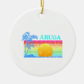 Retro Beach Aruba Sunset Keramik Ornament (Vorne)