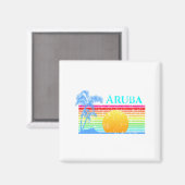 Retro Beach Aruba Sunset Magnet (Vorderseite/Rückseite)