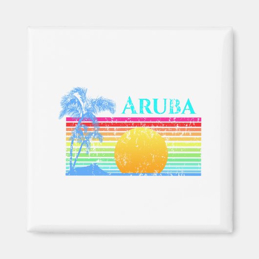 Retro Beach Aruba Sunset Magnet (Vorne)