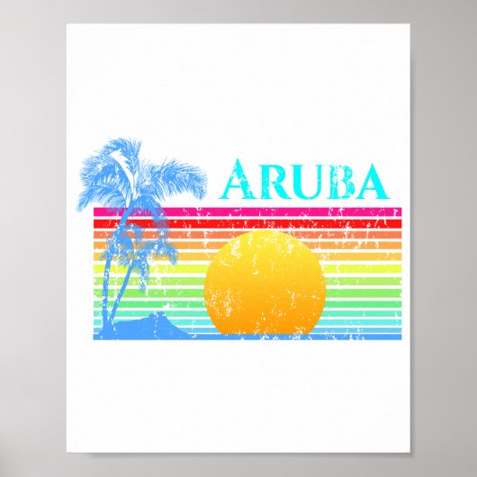 Retro Beach Aruba Sunset Poster (Vorne)