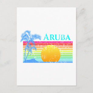 Retro Beach Aruba Sunset Postkarte