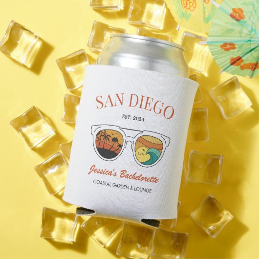 Retro Beach Bachelorette Custom Bridesmaid Geschen Dosenkühler (In Situ Sommer)
