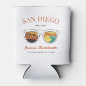 Retro Beach Bachelorette Custom Bridesmaid Geschen Dosenkühler (Vorderseite)