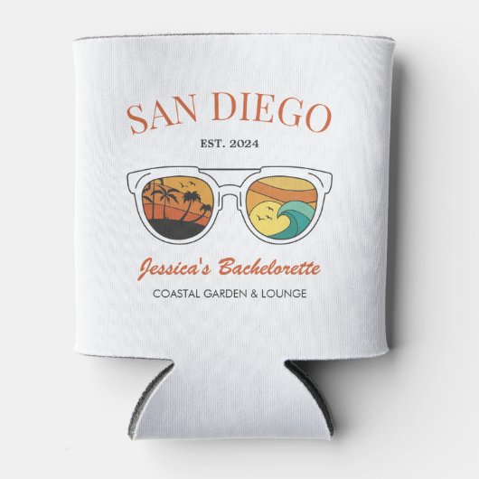 Retro Beach Bachelorette Custom Bridesmaid Geschen Dosenkühler (Vorderseite)