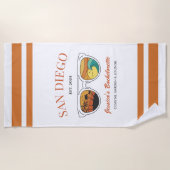 Retro Beach Bachelorette Custom Bridesmaid Geschen Strandtuch (Vorderseite)