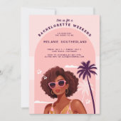 Retro Beach Bachelorette Wochenende Ausflug Einladung (Vorderseite)