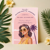 Retro Beach Bachelorette Wochenende Ausflug Einladung