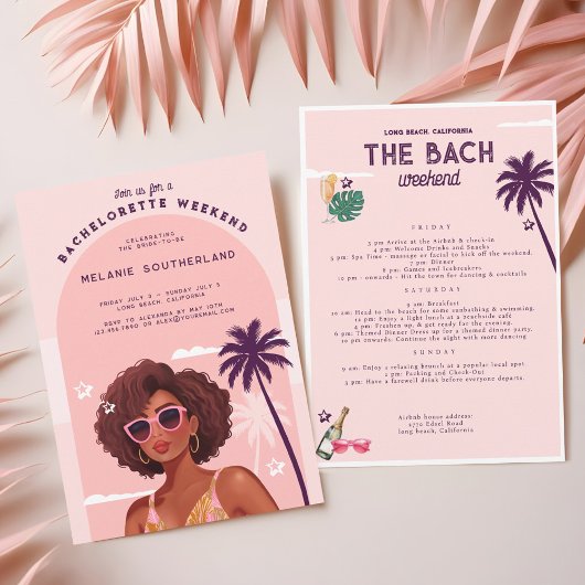 Retro Beach Bachelorette Wochenende Ausflug Einladung